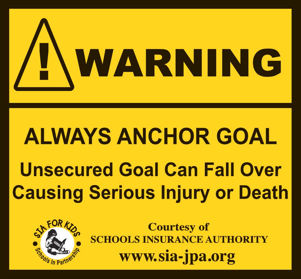 Warning! Always Anchor Goal. Unsecured Goal Can Fall Over Causing Serious Injury or Death. SIA for Kids logo