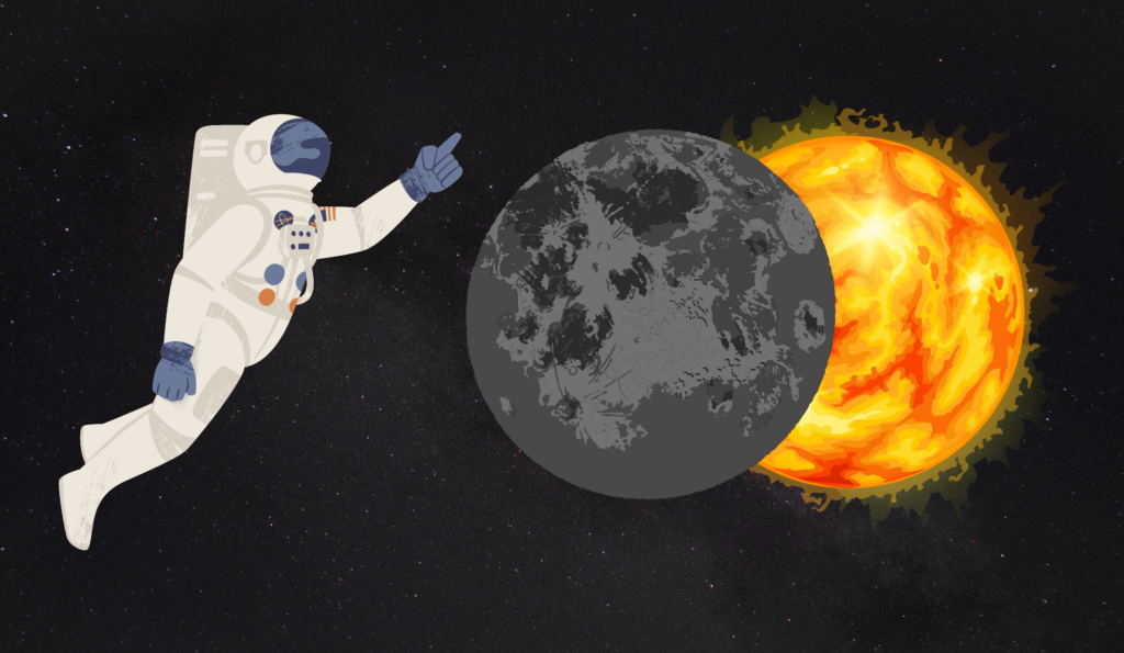 Astronaut and solar eclipse